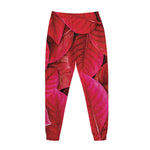 Red Leaf Print Jogger Pants
