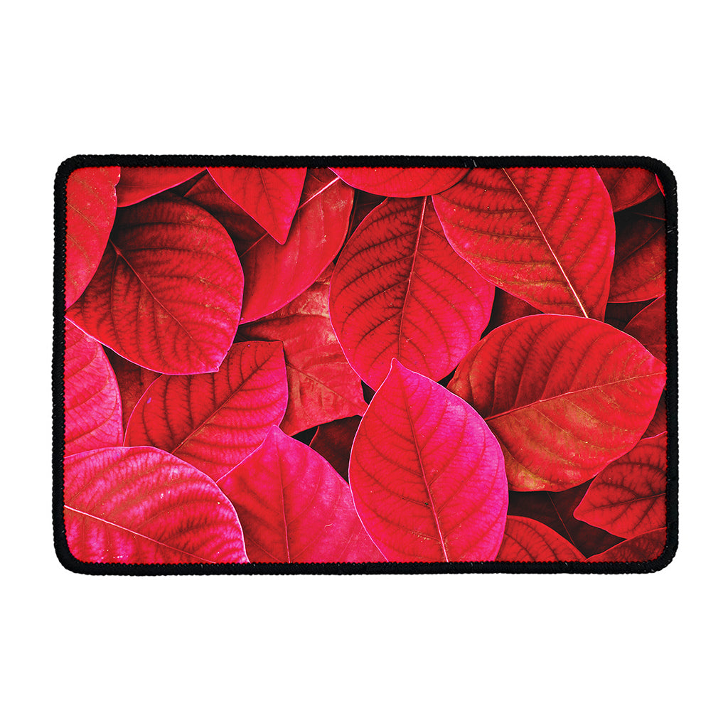 Red Leaf Print Kitchen Mat