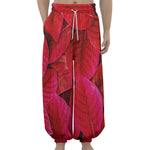 Red Leaf Print Lantern Pants