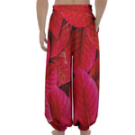 Red Leaf Print Lantern Pants