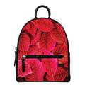 Red Leaf Print Leather Backpack