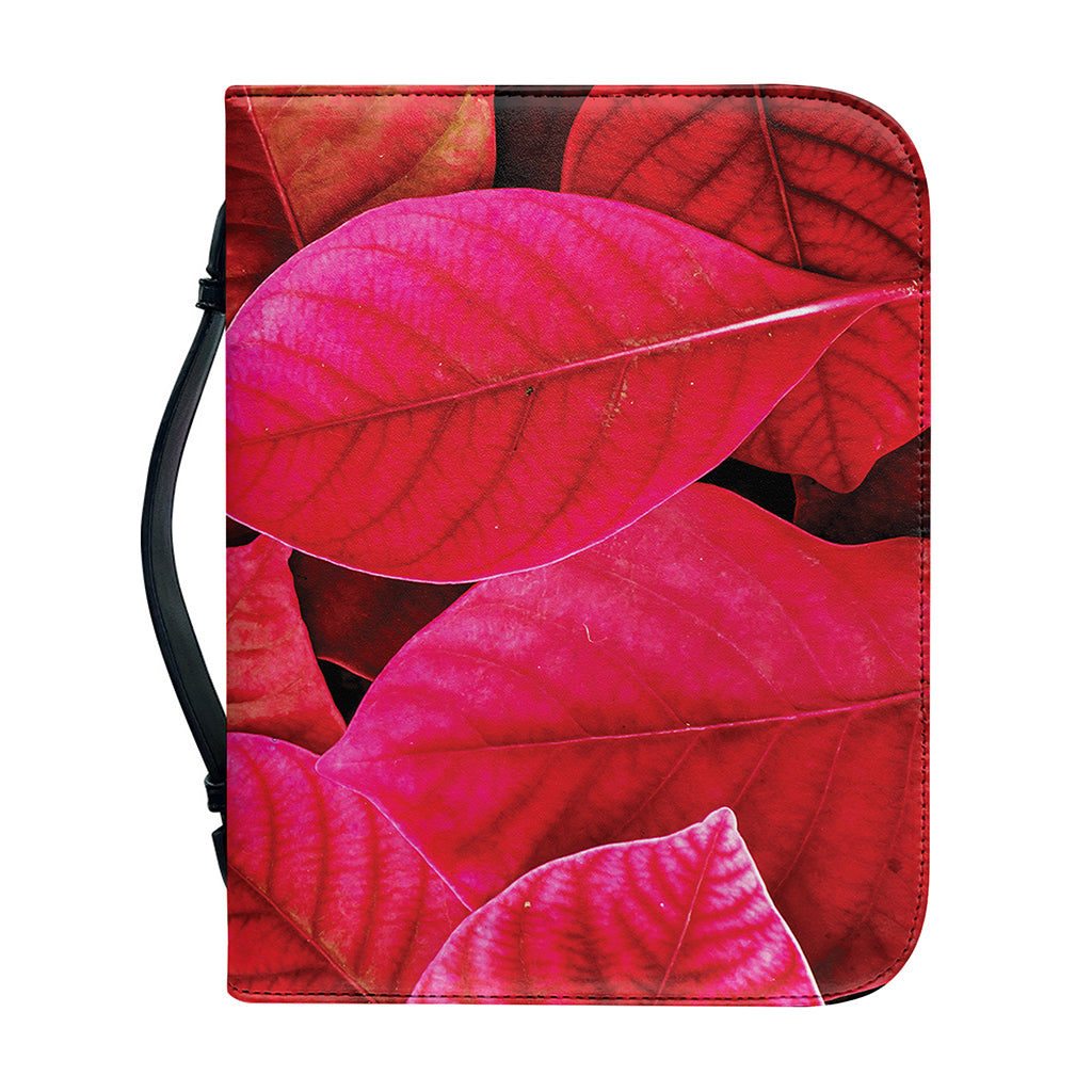 Red Leaf Print Leather Bible Cover