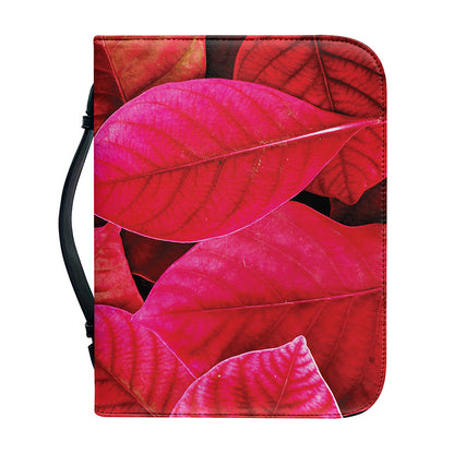 Red Leaf Print Leather Bible Cover