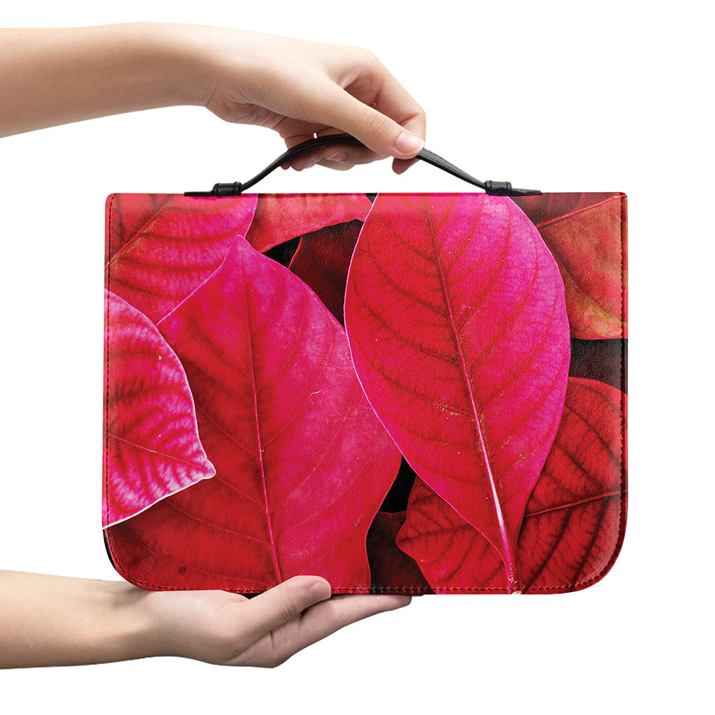 Red Leaf Print Leather Bible Cover