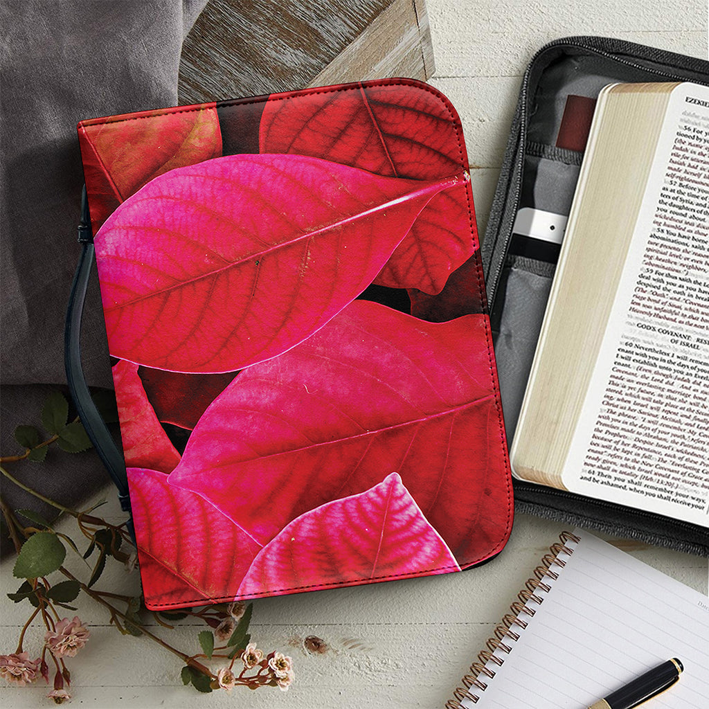 Red Leaf Print Leather Bible Cover