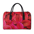 Red Leaf Print Leather Duffel Bag