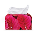 Red Leaf Print Leather Tissue Box Cover