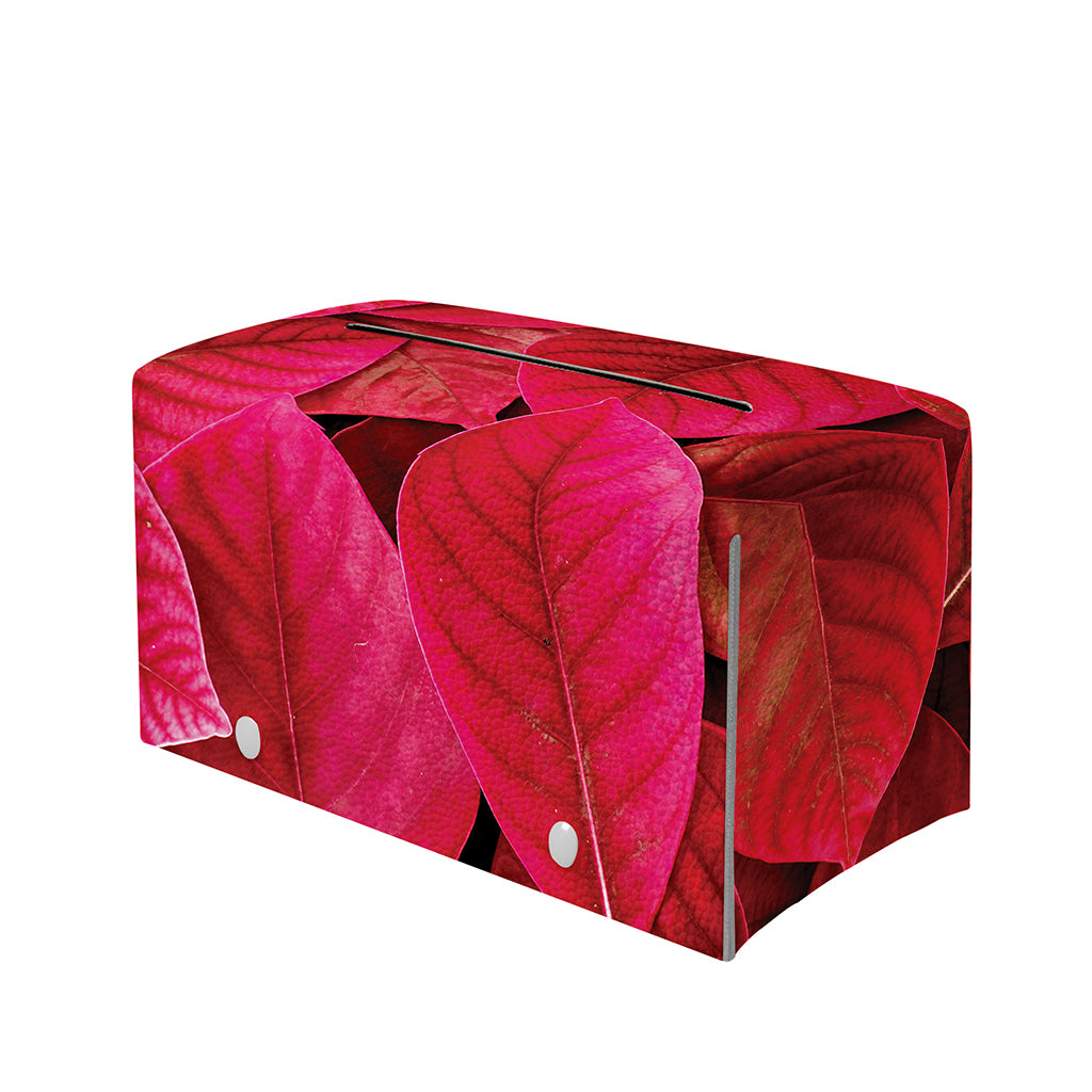 Red Leaf Print Leather Tissue Box Cover