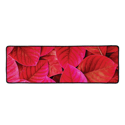 Red Leaf Print Long Kitchen Mat