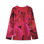 Red Leaf Print Long Sleeve Short Coat