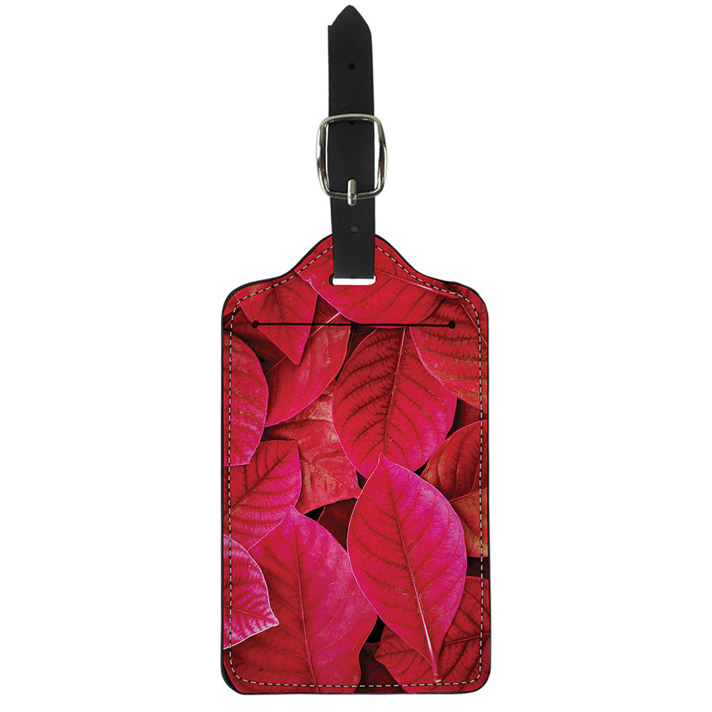 Red Leaf Print Luggage Tag