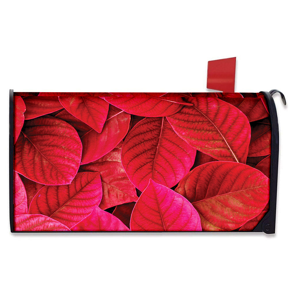 Red Leaf Print Mailbox Cover