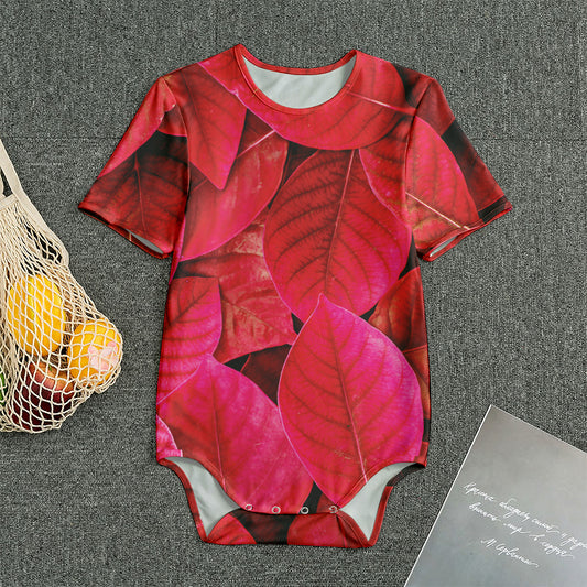 Red Leaf Print Men's Bodysuit