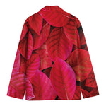 Red Leaf Print Men's Cotton Blazer