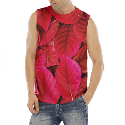 Red Leaf Print Men's Fitness Tank Top