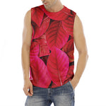 Red Leaf Print Men's Fitness Tank Top