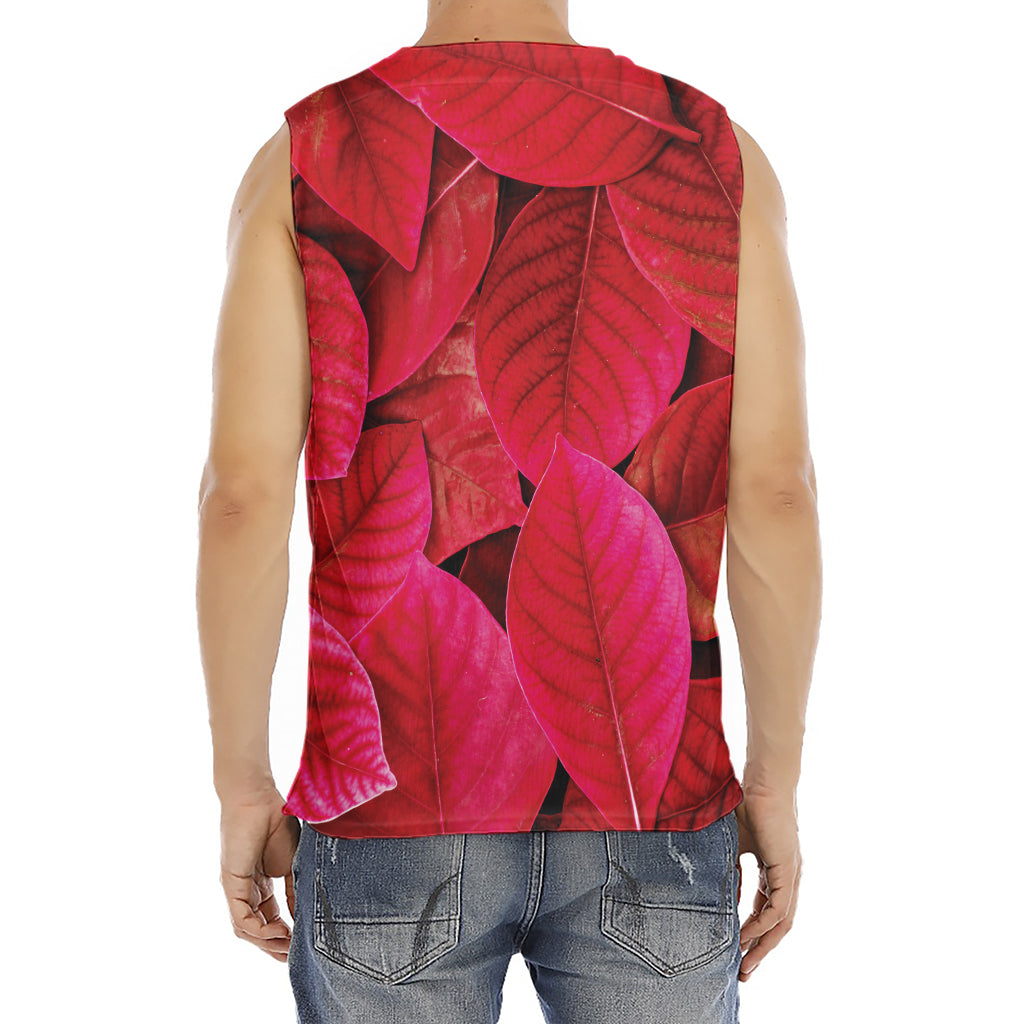 Red Leaf Print Men's Fitness Tank Top