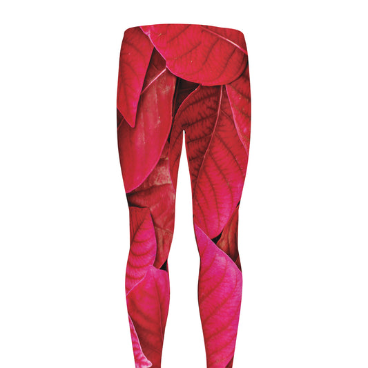 Red Leaf Print Men's leggings