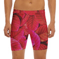 Red Leaf Print Men's Long Boxer Briefs