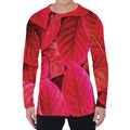 Red Leaf Print Men's Long Sleeve T-Shirt