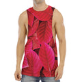 Red Leaf Print Men's Muscle Tank Top