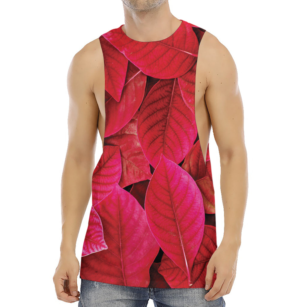 Red Leaf Print Men's Muscle Tank Top