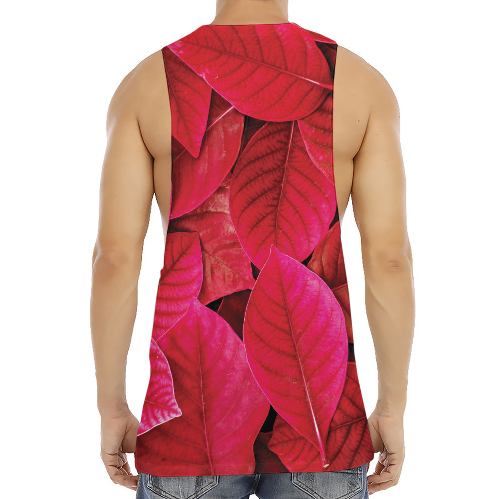 Red Leaf Print Men's Muscle Tank Top