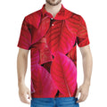 Red Leaf Print Men's Polo Shirt