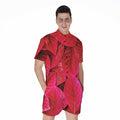 Red Leaf Print Men's Romper