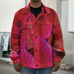 Red Leaf Print Men's Shirt Jacket