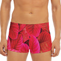 Red Leaf Print Men's Short Boxer Briefs