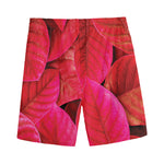 Red Leaf Print Men's Sports Shorts