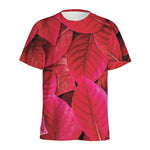 Red Leaf Print Men's Sports T-Shirt