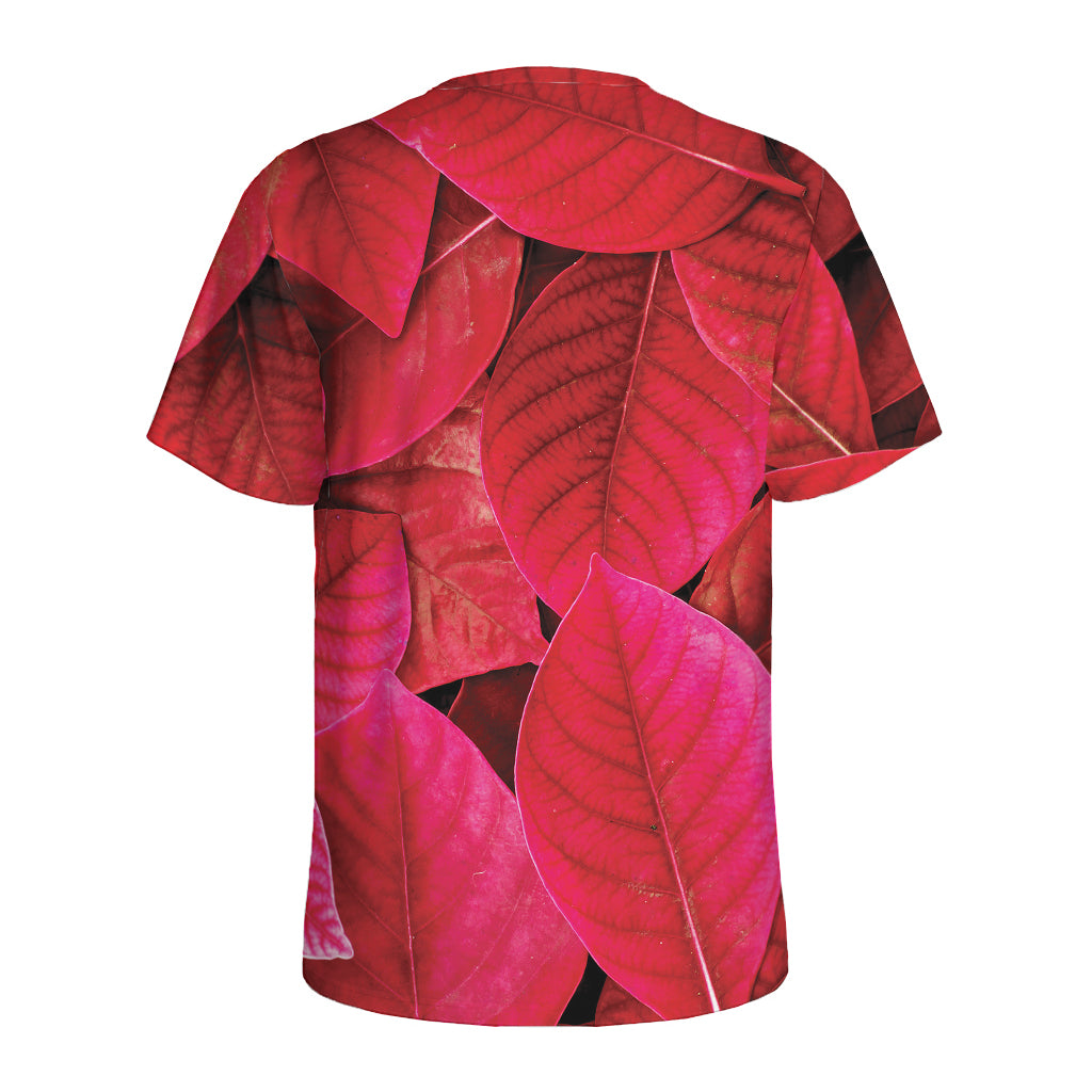 Red Leaf Print Men's Sports T-Shirt
