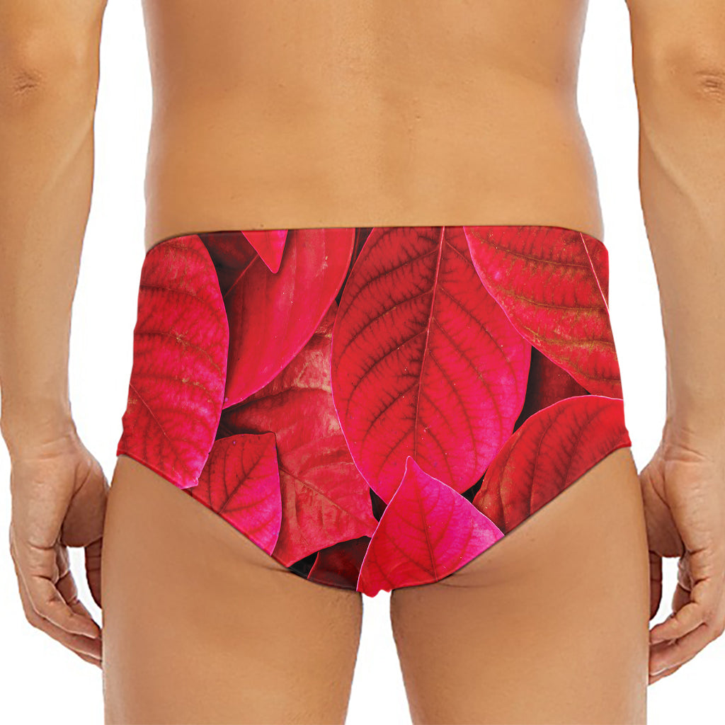 Red Leaf Print Men's Triangle Swim Briefs