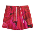 Red Leaf Print Mesh Shorts