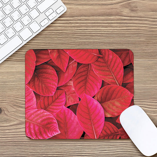 Red Leaf Print Mouse Pad