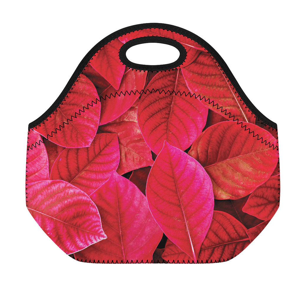 Red Leaf Print Neoprene Lunch Bag