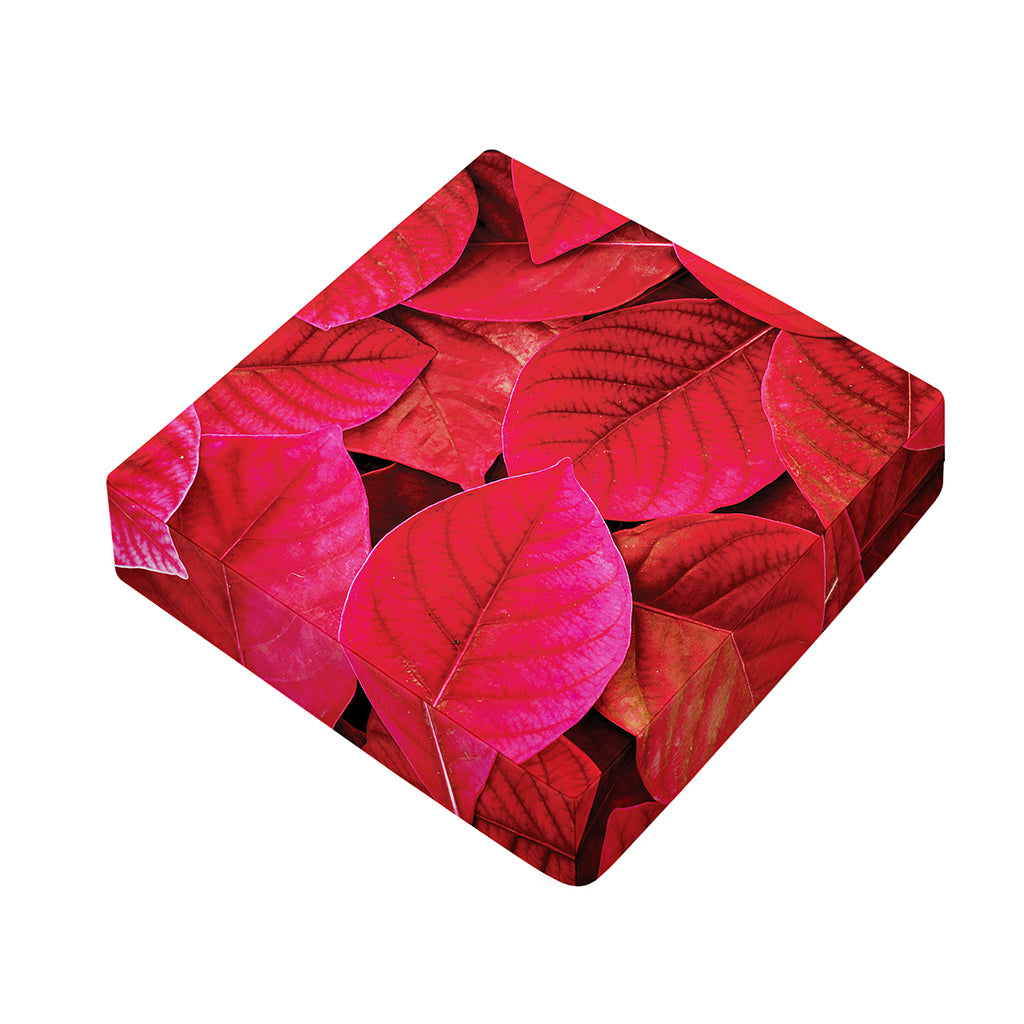 Red Leaf Print Outdoor Seat Cushion Cover