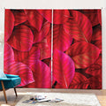 Red Leaf Print Pencil Pleat Curtains