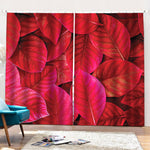 Red Leaf Print Pencil Pleat Curtains