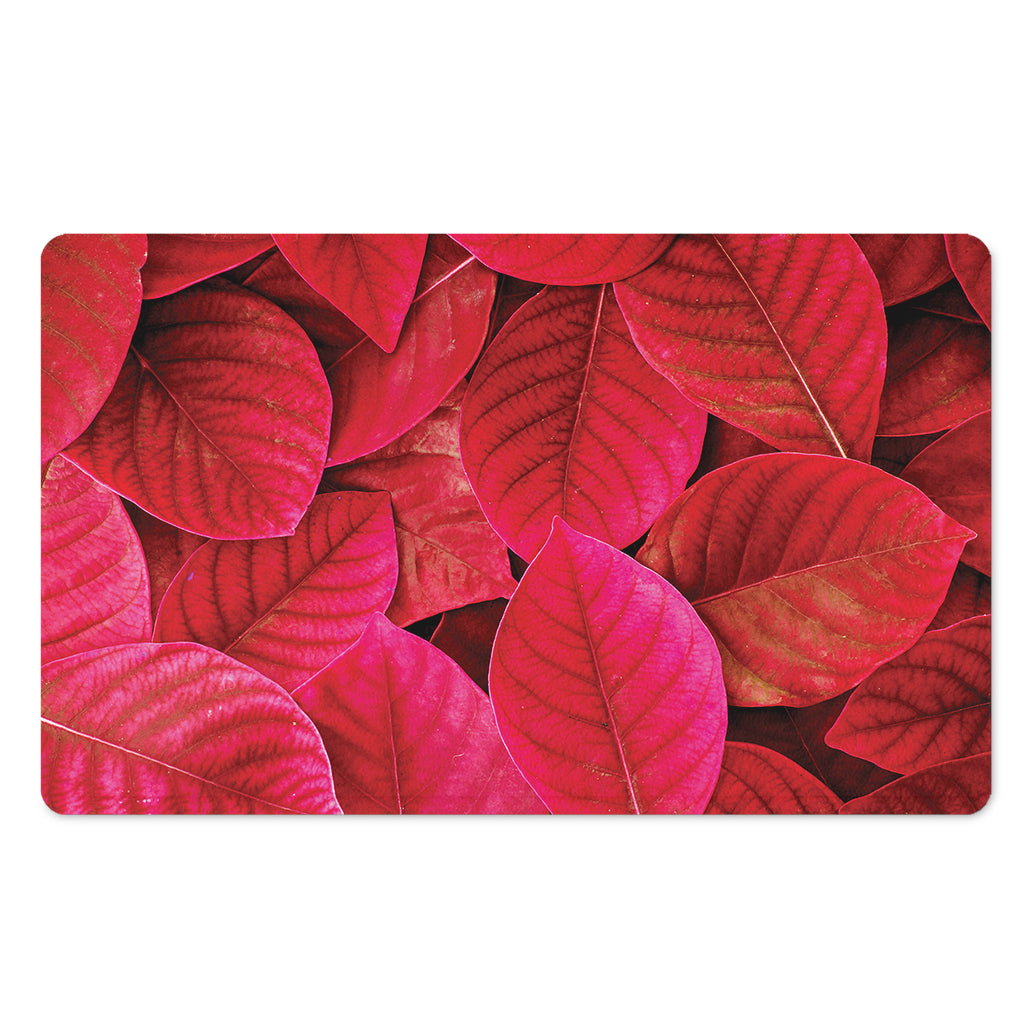 Red Leaf Print Polyester Doormat
