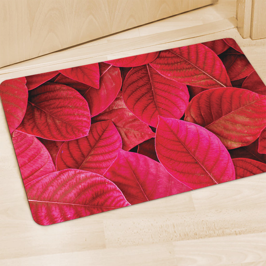 Red Leaf Print Polyester Doormat