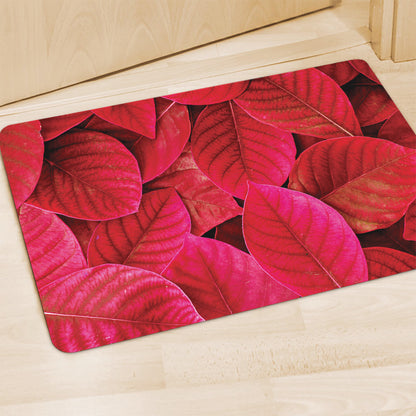 Red Leaf Print Polyester Doormat