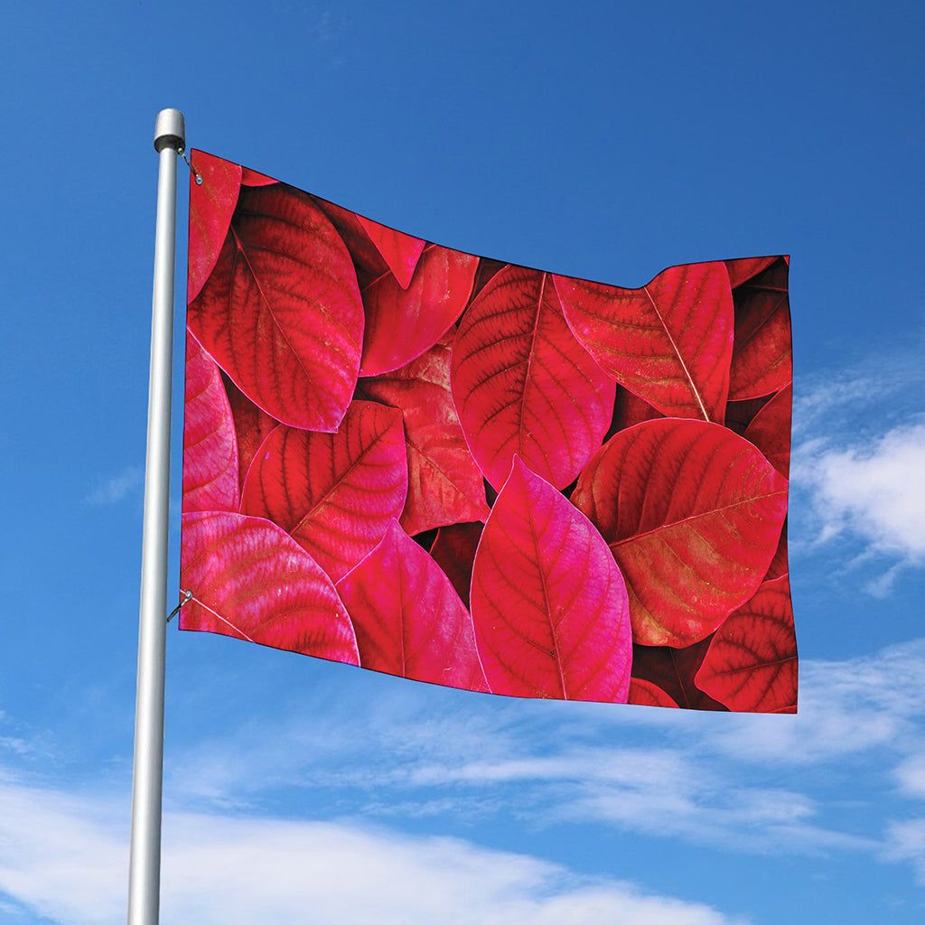 Red Leaf Print Polyester Flag