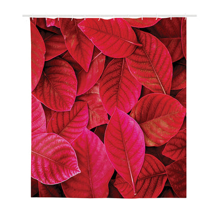 Red Leaf Print Polyester Shower Curtain