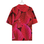 Red Leaf Print Rayon Hawaiian Shirt