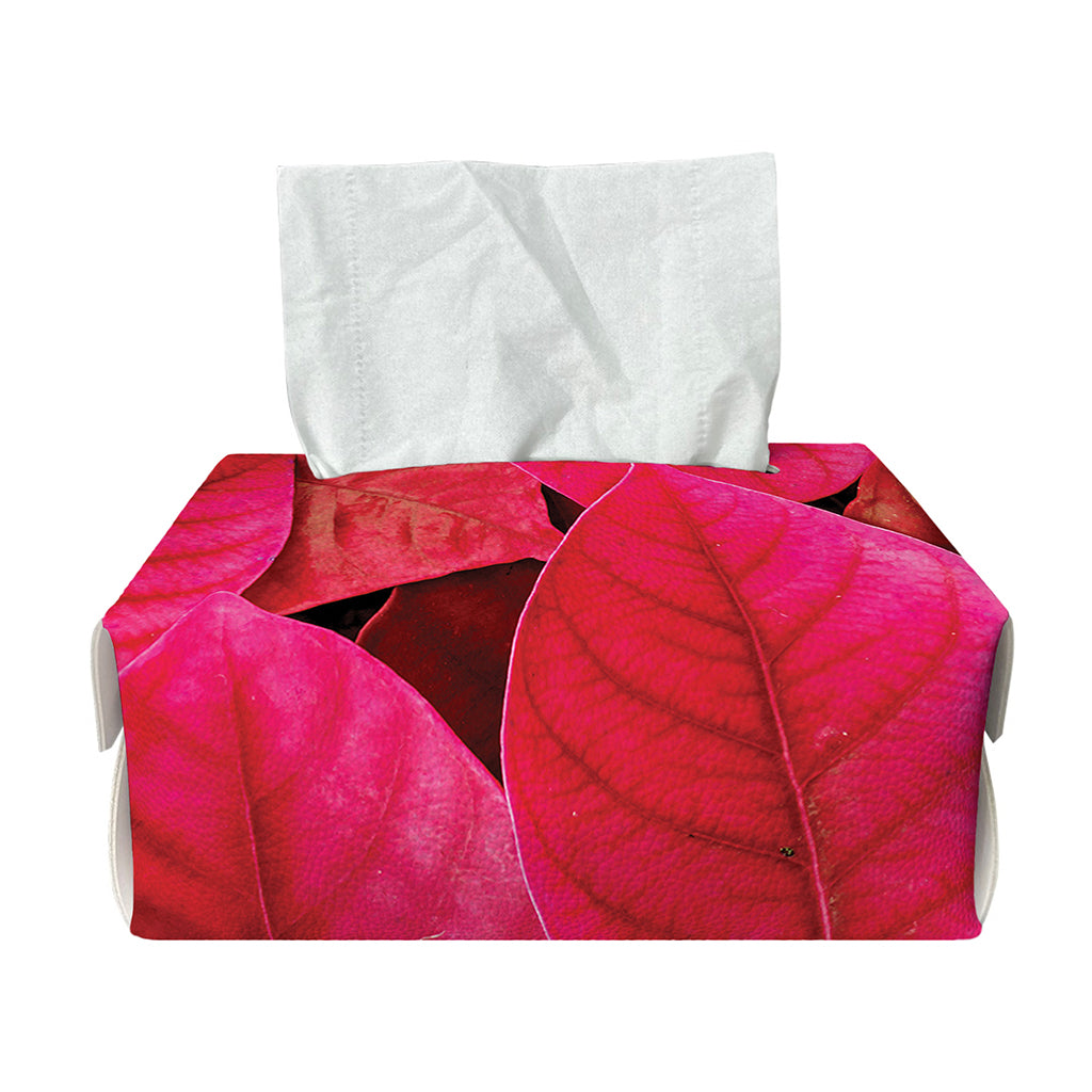 Red Leaf Print Rectangle Tissue Box Cover
