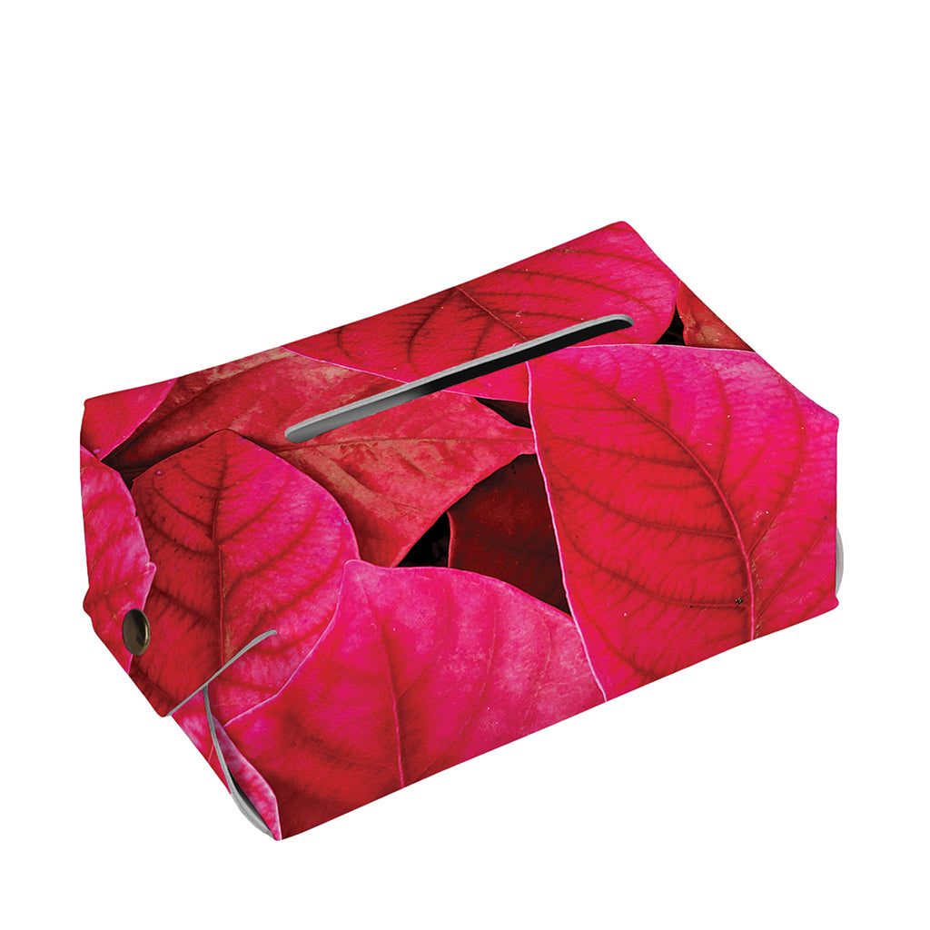 Red Leaf Print Rectangle Tissue Box Cover