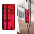 Red Leaf Print Refrigerator Handle Covers